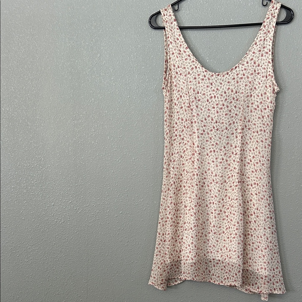 Floral Scoop Neck Slip Dress in Cream and Pink Size Small Made in Italy